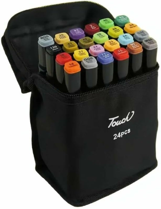 Conjunto de Canetinhas Touch Ponta Dupla Profissional Para Colorir Desenhos 24 Cores