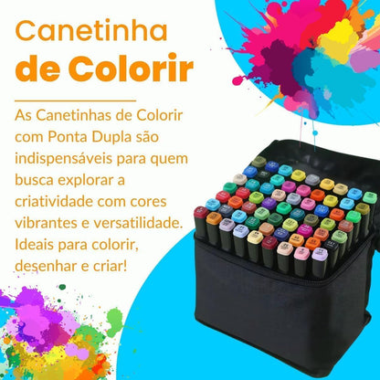 Conjunto de Canetinhas Touch Ponta Dupla Profissional Para Colorir Desenhos 24 Cores