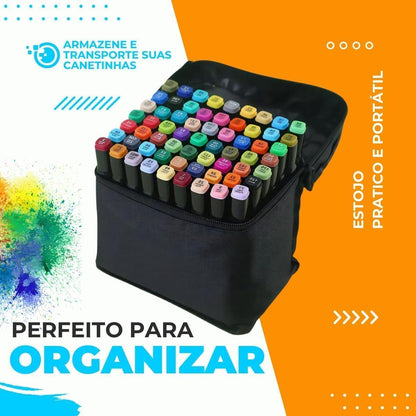 Conjunto de Canetinhas Touch Ponta Dupla Profissional Para Colorir Desenhos 24 Cores