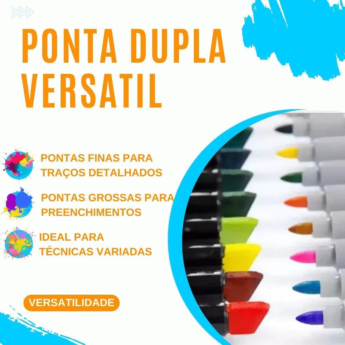 Conjunto de Canetinhas Touch Ponta Dupla Profissional Para Colorir Desenhos 24 Cores