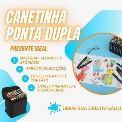 Conjunto de Canetinhas Touch Ponta Dupla Profissional Para Colorir Desenhos 24 Cores